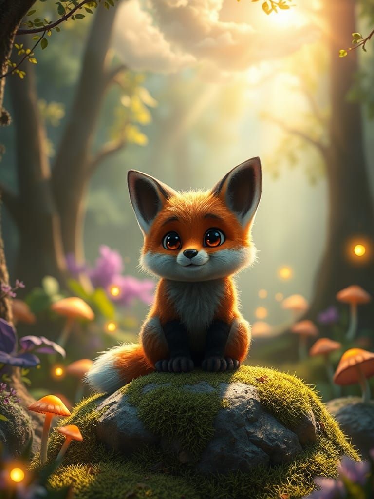 Enchanted Forest Fox in Pixar Style
