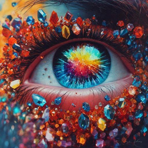 Colorful Crystal Eye in a Surreal Style