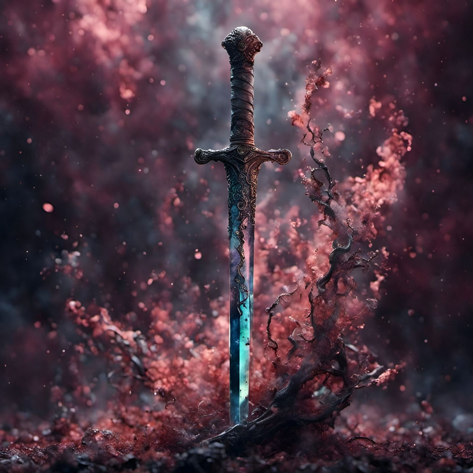 Stylized Steel Sword with Mnemcore Enhancement