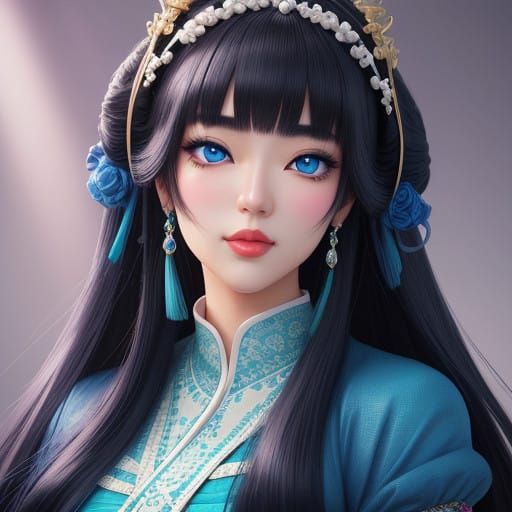 Ethereal Anime Beauty with Whimsical Eyes