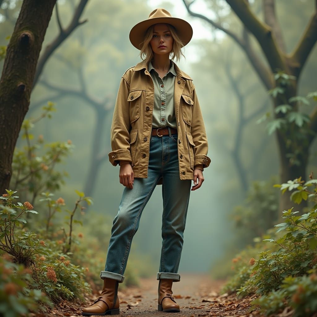 Eco-Friendly Outfit in Botanical Setting