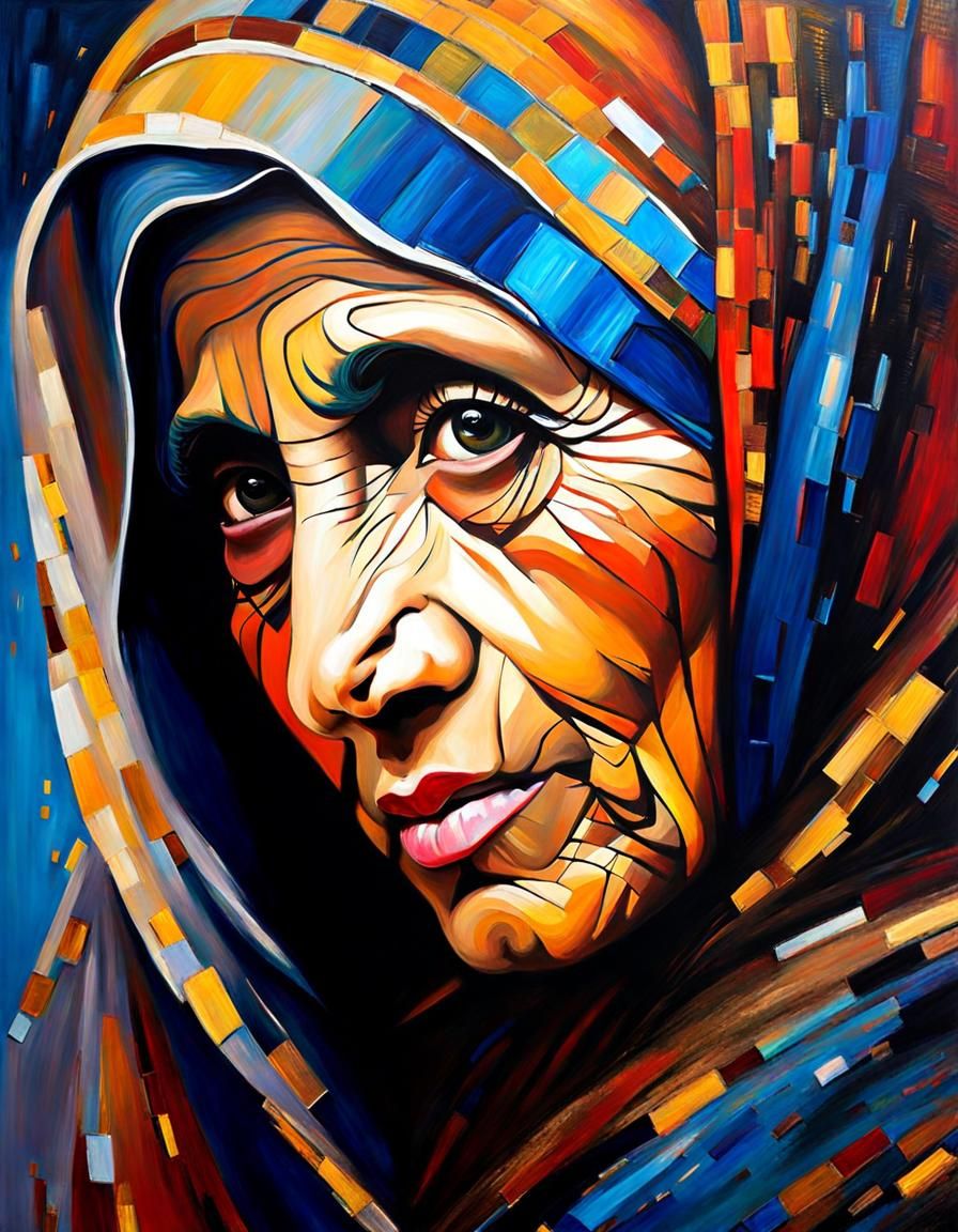 Mother Teresa Portrait in Klimt Style