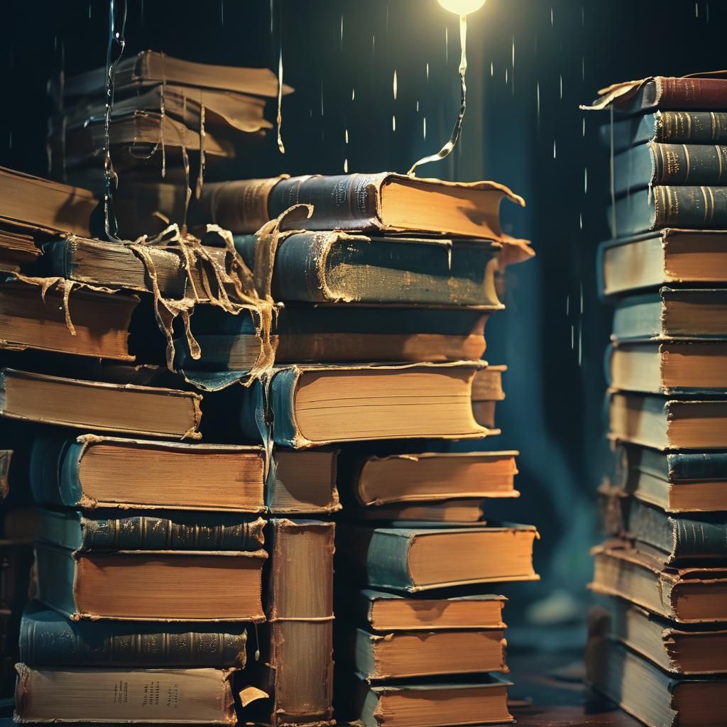 Cinematic Moonlight Illuminates Ancient Books