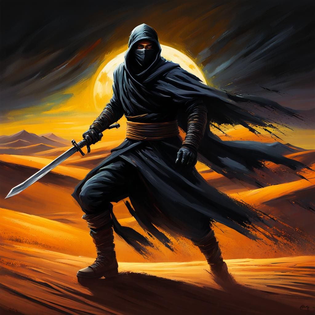 Noir Ninja in Desert Speed Painting