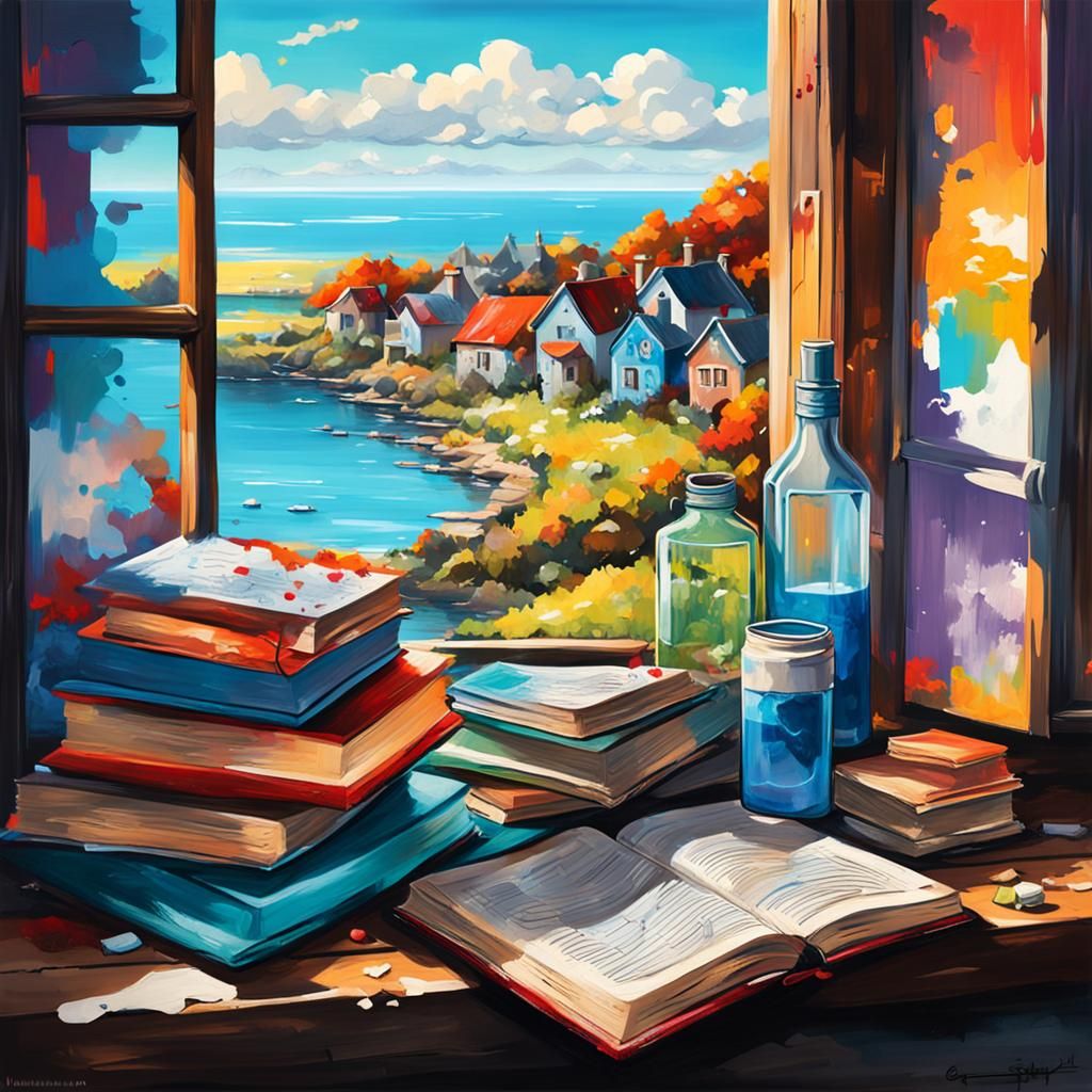 Books by the Sea: Graffiti Art Style