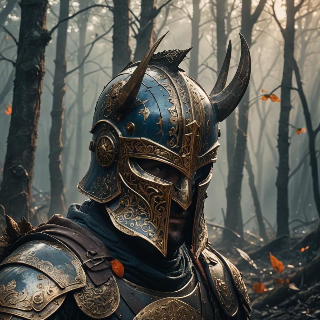 Dark Fantasy Warrior in Mystical Forest