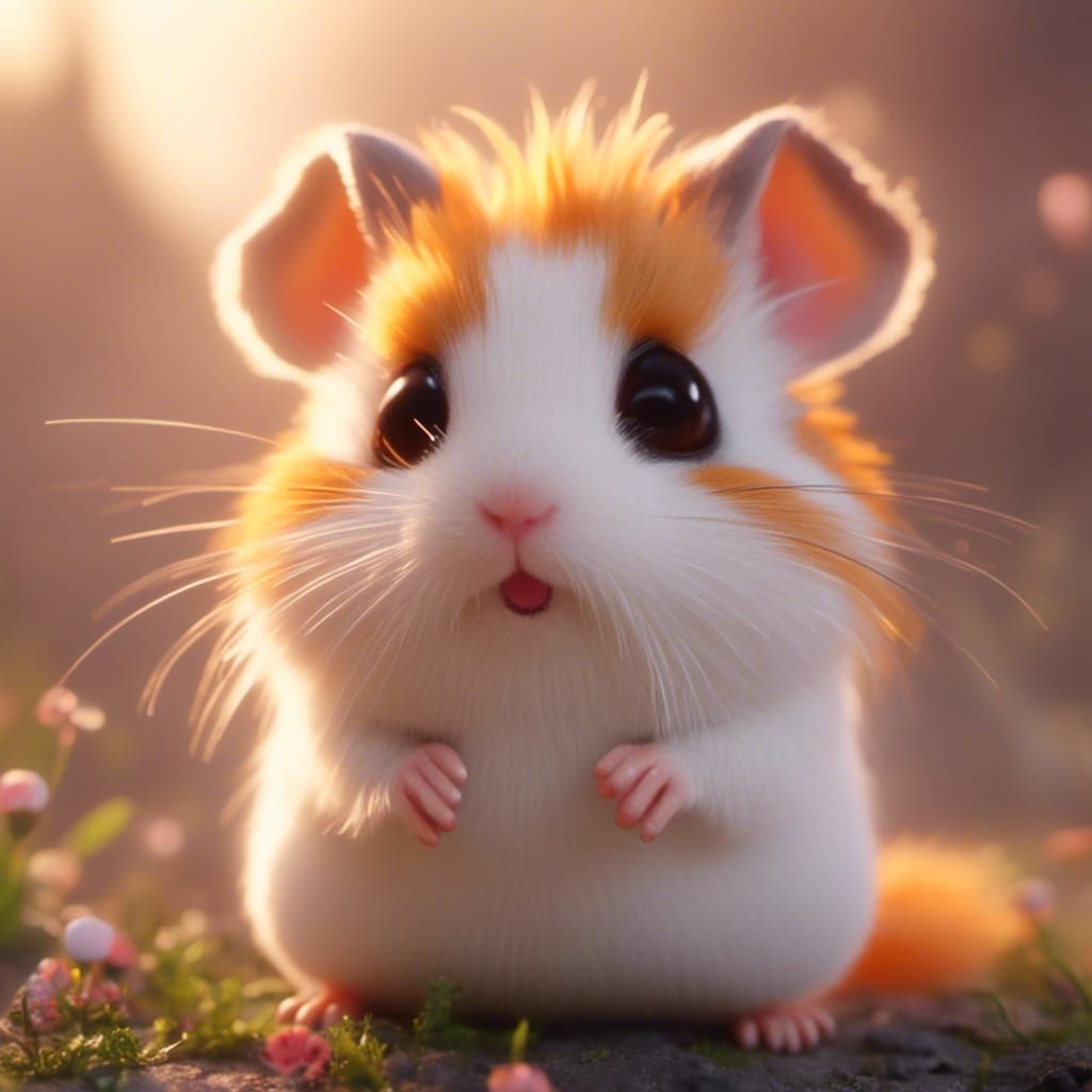 Adorable Orange and White Hamster Portrait