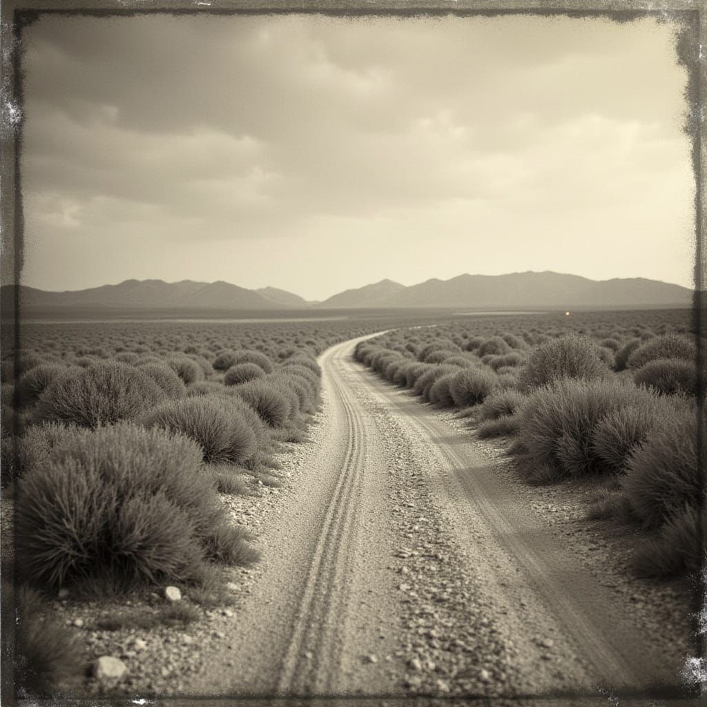 Vintage Landscape in Sepia Tones, Realistic Style