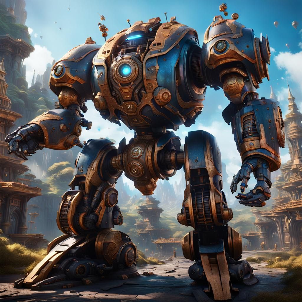 Giant Robot in Detailed Matte Painting