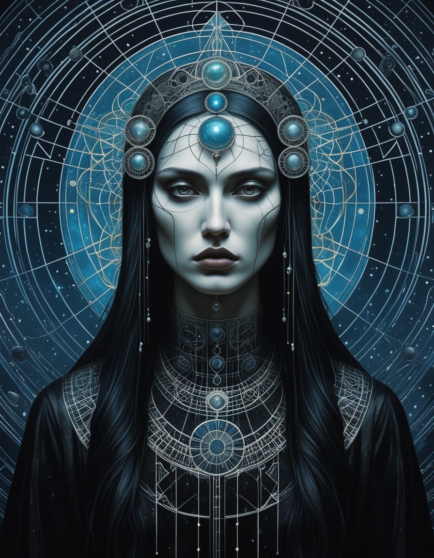 Ethereal Gothic Woman in Noir Naturecore Landscape