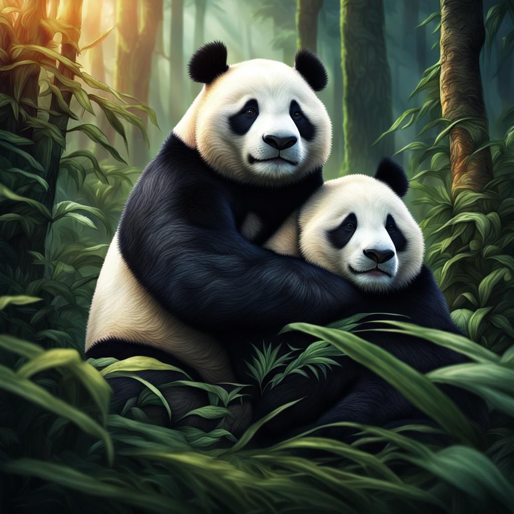 Panda and Friend: A Heartwarming Jungle Embrace