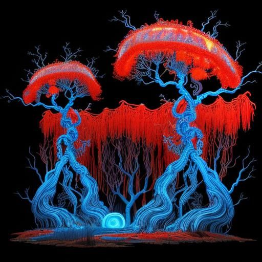 Liquid Metal Forest: A Dystopian Fractal Dreamscape