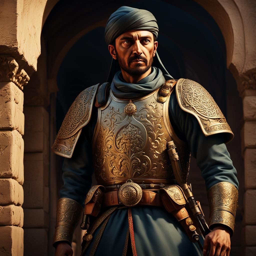 Proud Ottoman Soldier in Dramatic Lighting