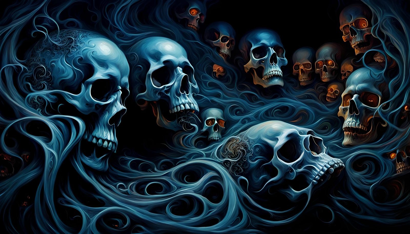 Dark Fractal Horror in Oil Painting Style