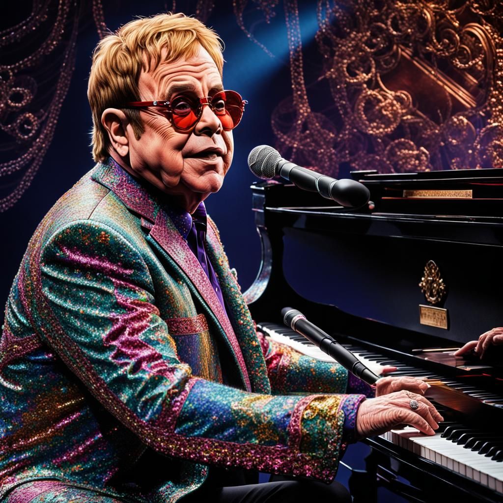Hyperrealistic Portrait of Elton John in Sharp Focus