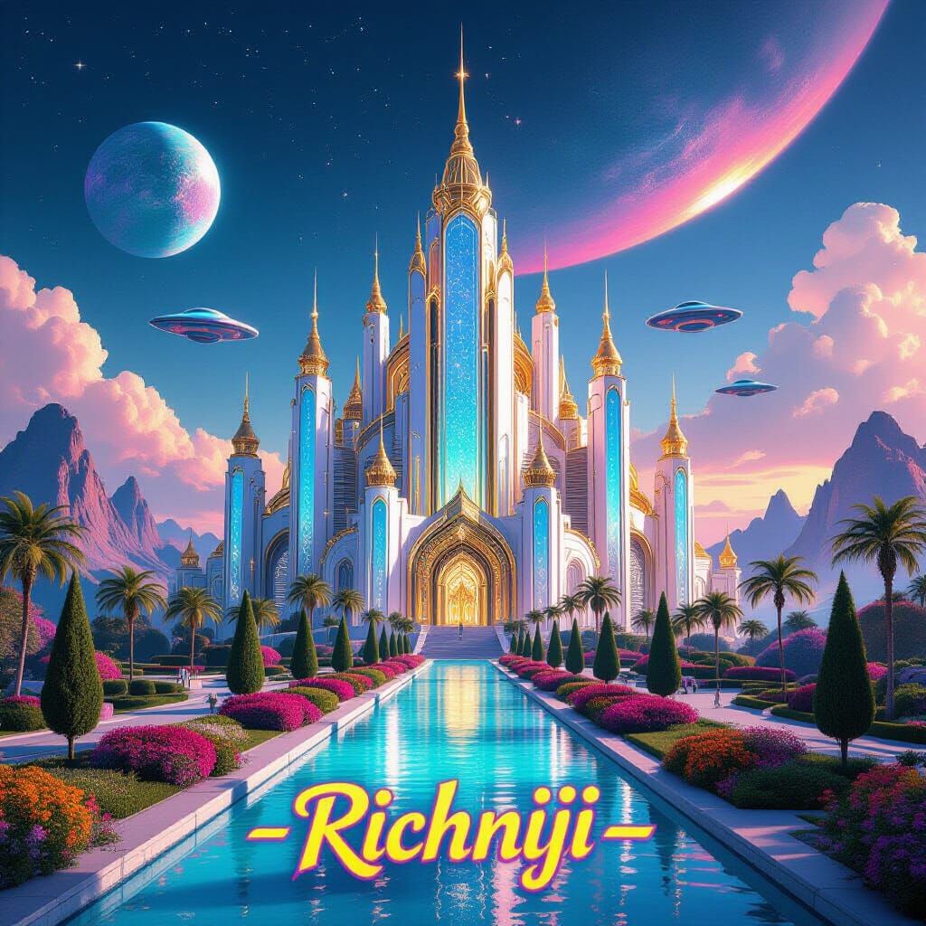 Neo-Futuristic Palace in Utopian Landscape