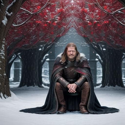 Ned Stark Kneeling Before the Heart Tree