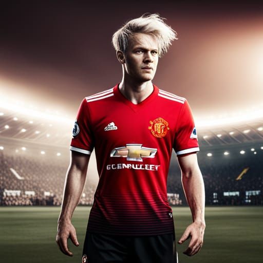 Rasmus Højlund in Man Utd Jersey: Detailed Matte Painting