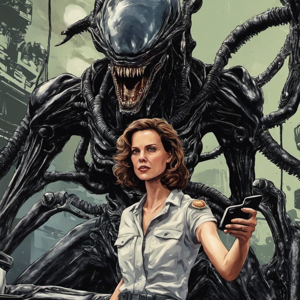 Ellen Ripley Selfie with a Xenomorph