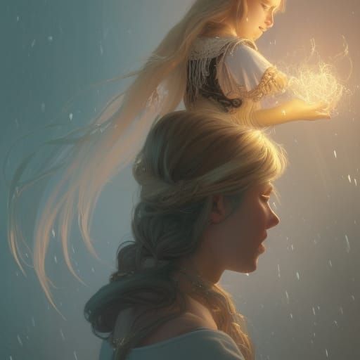 Dreamy Girl in Snow with Golden Book