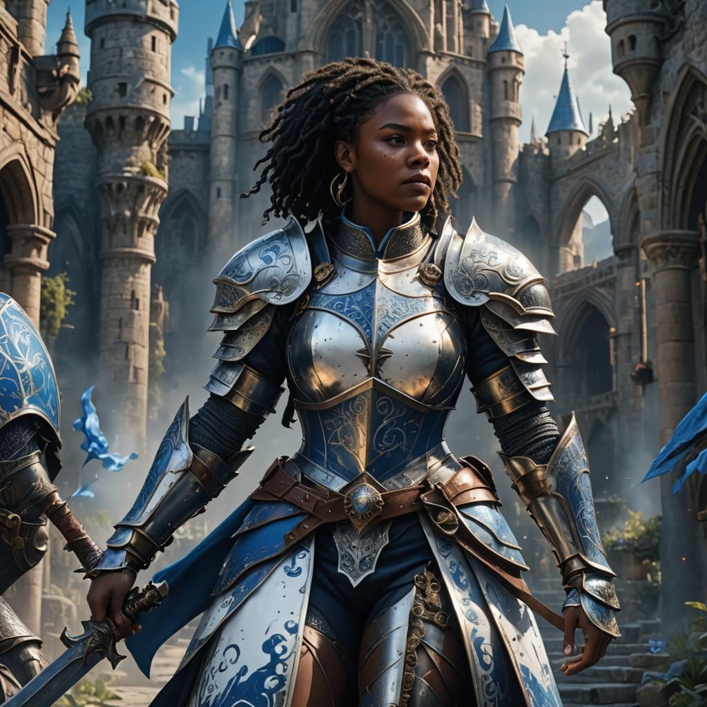 Plus Size Black Woman Knight in Fantasy Armor