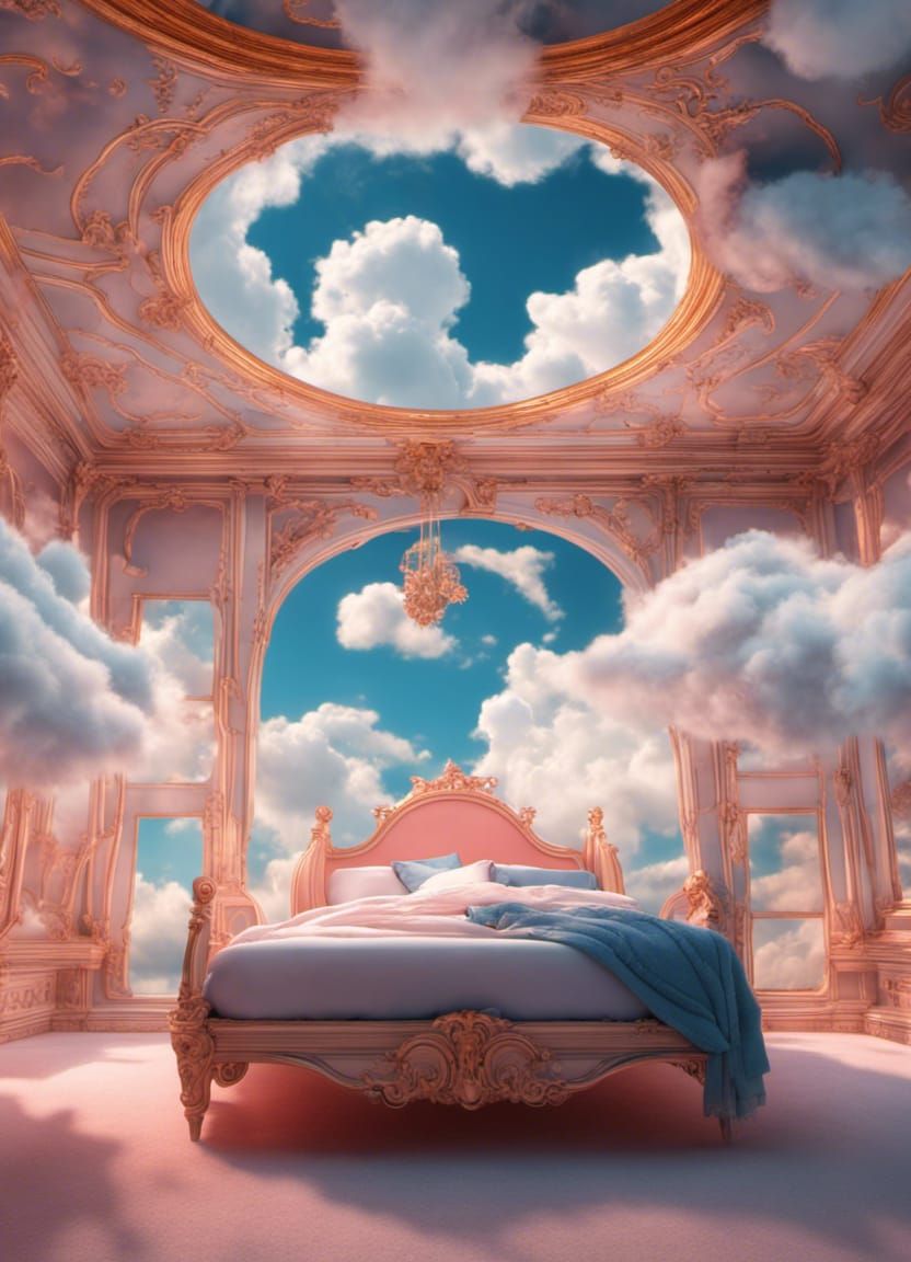 Flying Cloud Bed in a Cloudy Sky