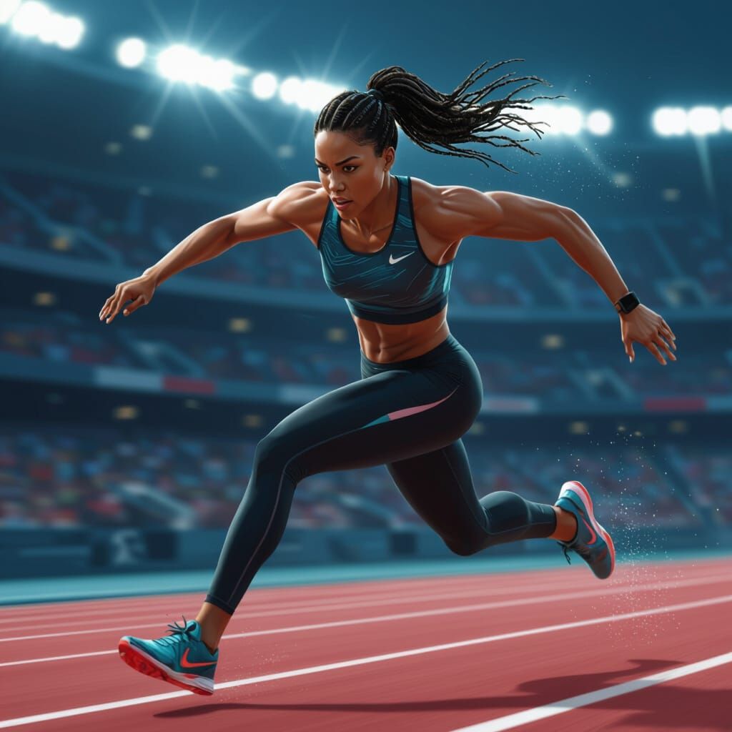 Athlete in Motion: Dynamic High-Contrast Art