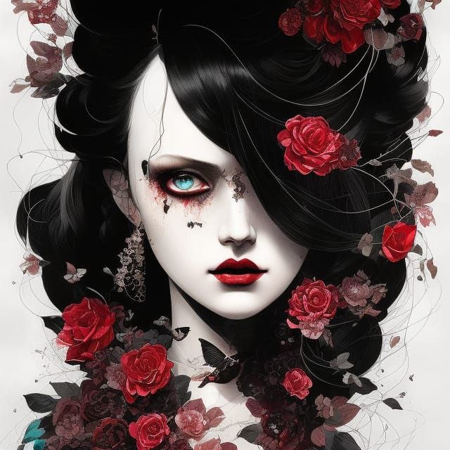 Beautiful Gothic Girl in Neo-Victorian Editorial Art
