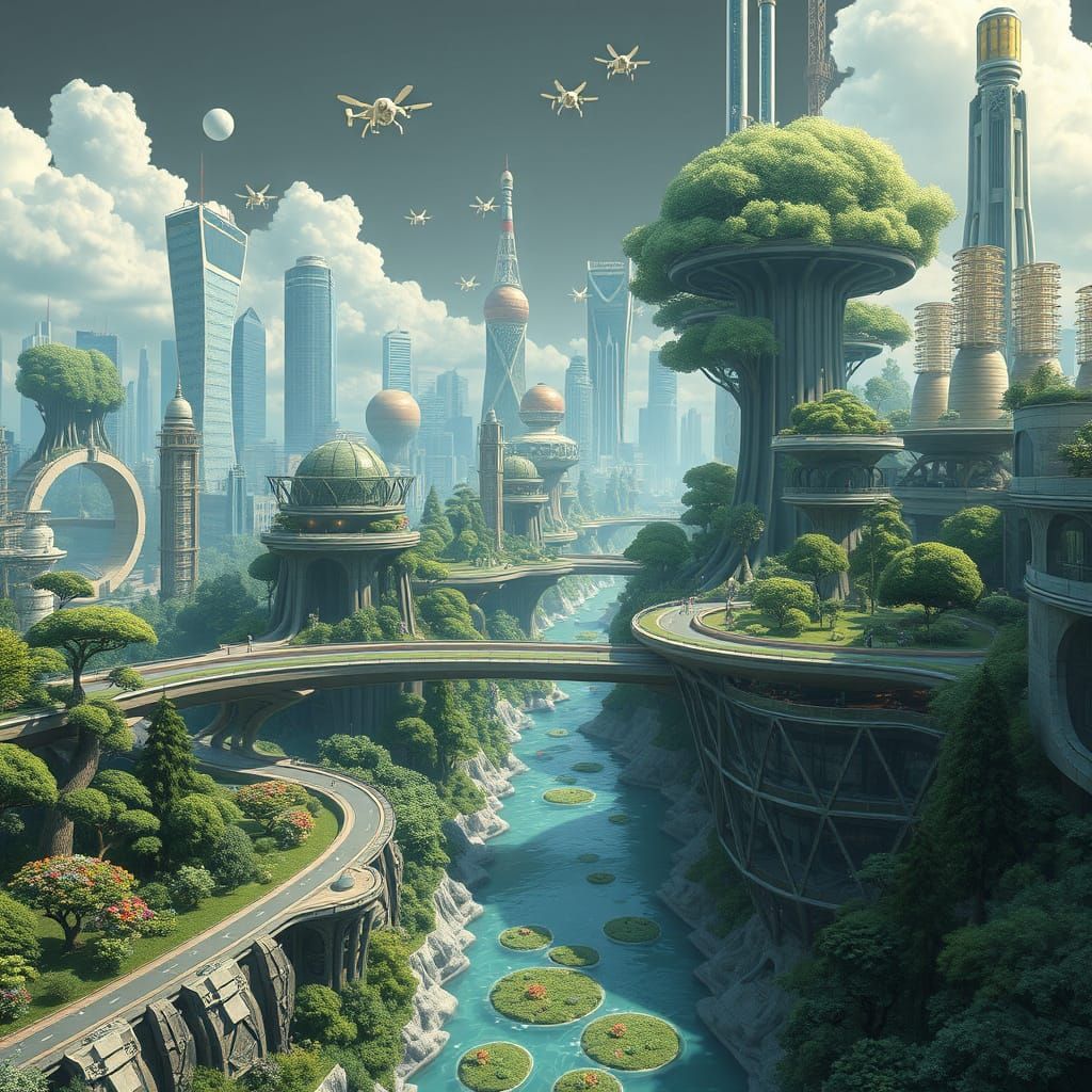 Futuristic Urban Oasis in Harmony with Nature