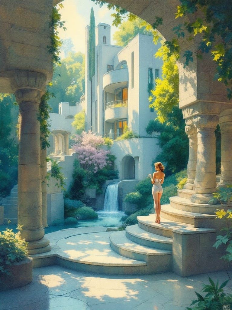 Ethereal Pinup Woman in Soft Pastel Hues