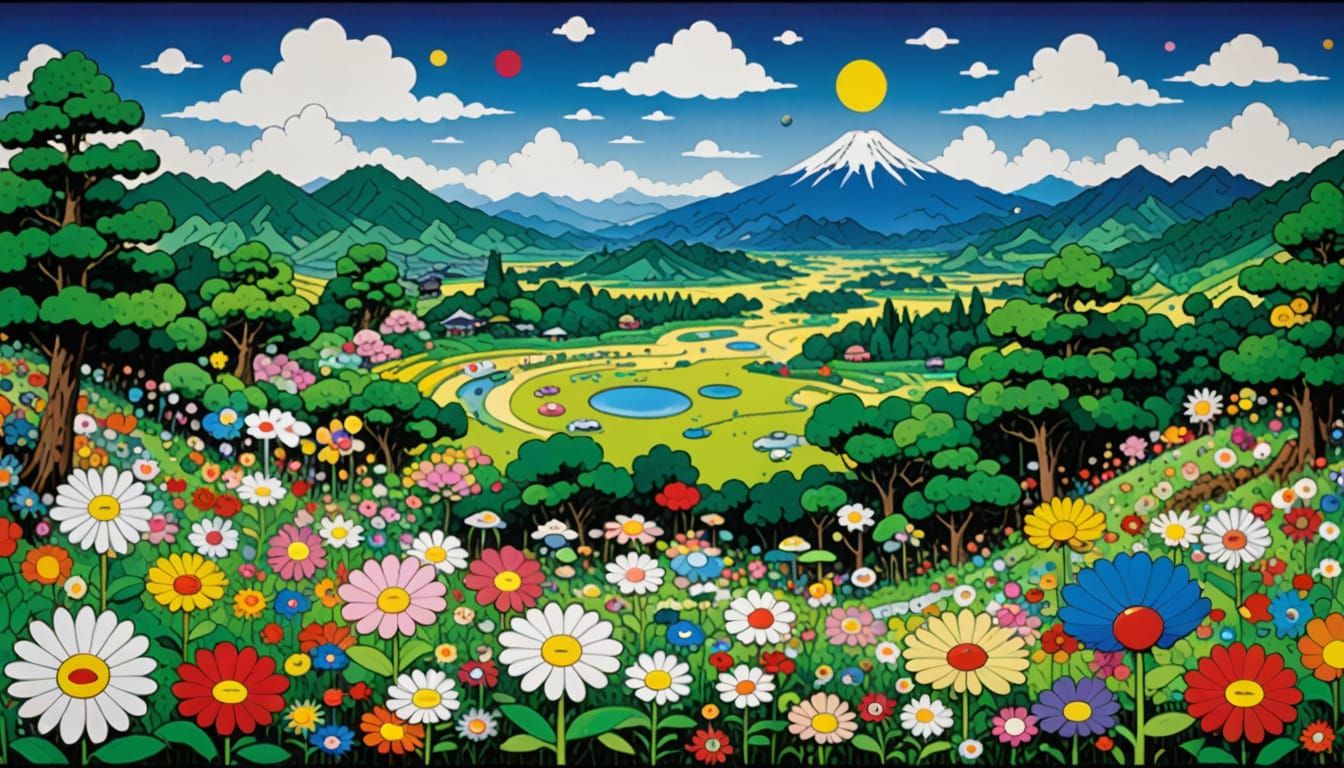 ASCII Art Landscape Inspired by Takashi Murakami