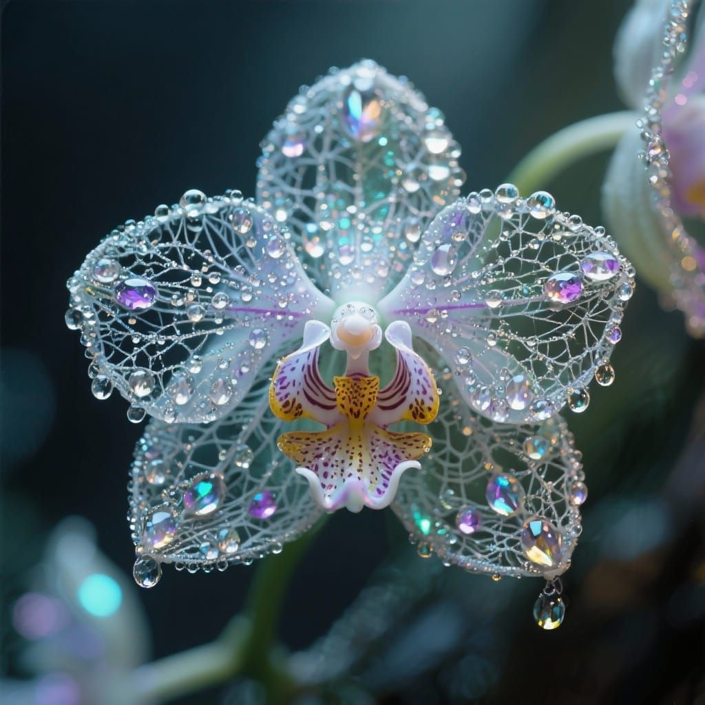 Magical Crystal Orchid Made of Dew Drops and Silk
