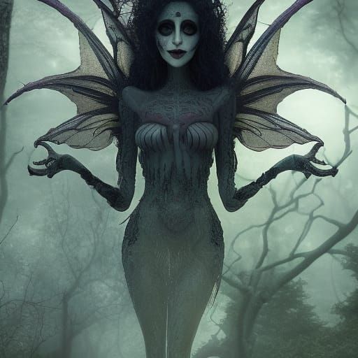 Sinister Faerie Cryptid in Tim Burton Style