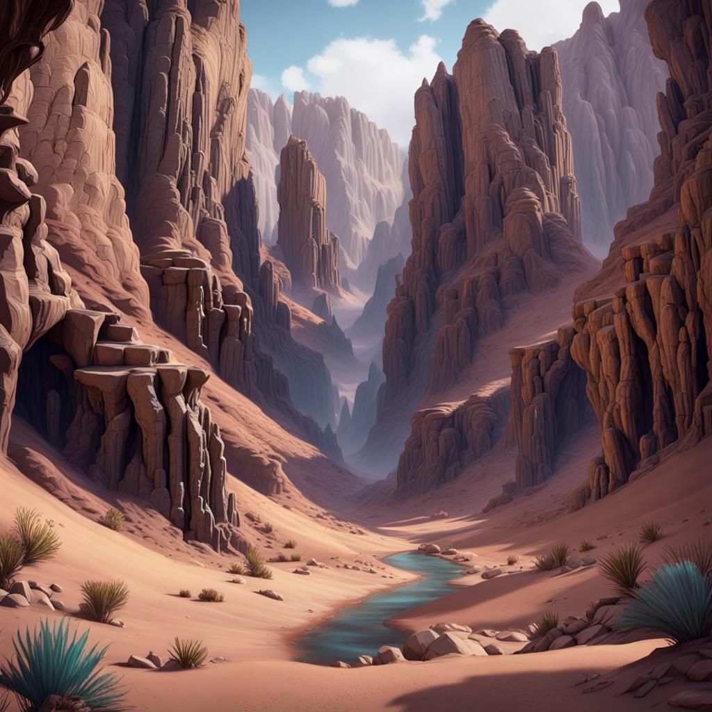 Fantastical Desert Canyon in Detailed Matte Painting