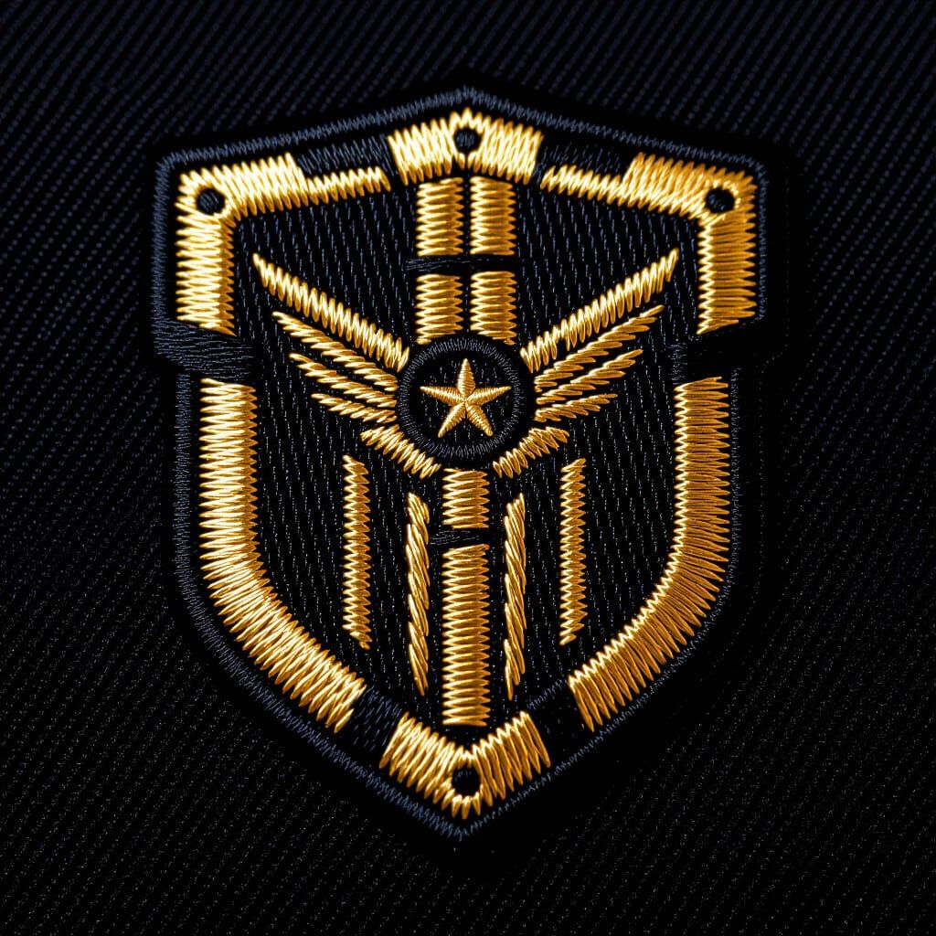 First Defense Military Patch Design on Black Fabric