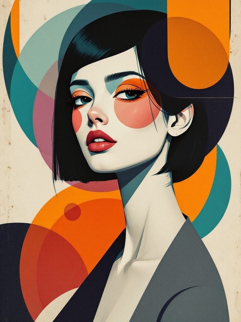 Abstract Woman Portrait in Art Nouveau Style