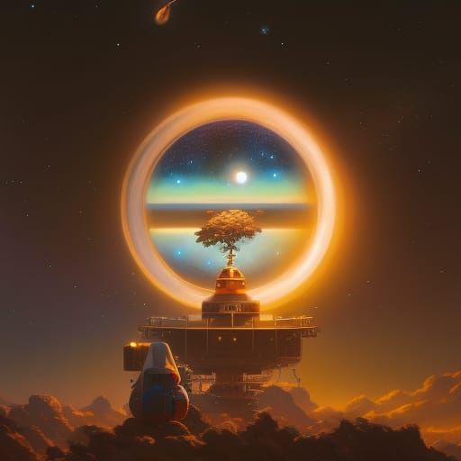 Woman in Space Fantasy Art, Hyperdetailed Digital Painting