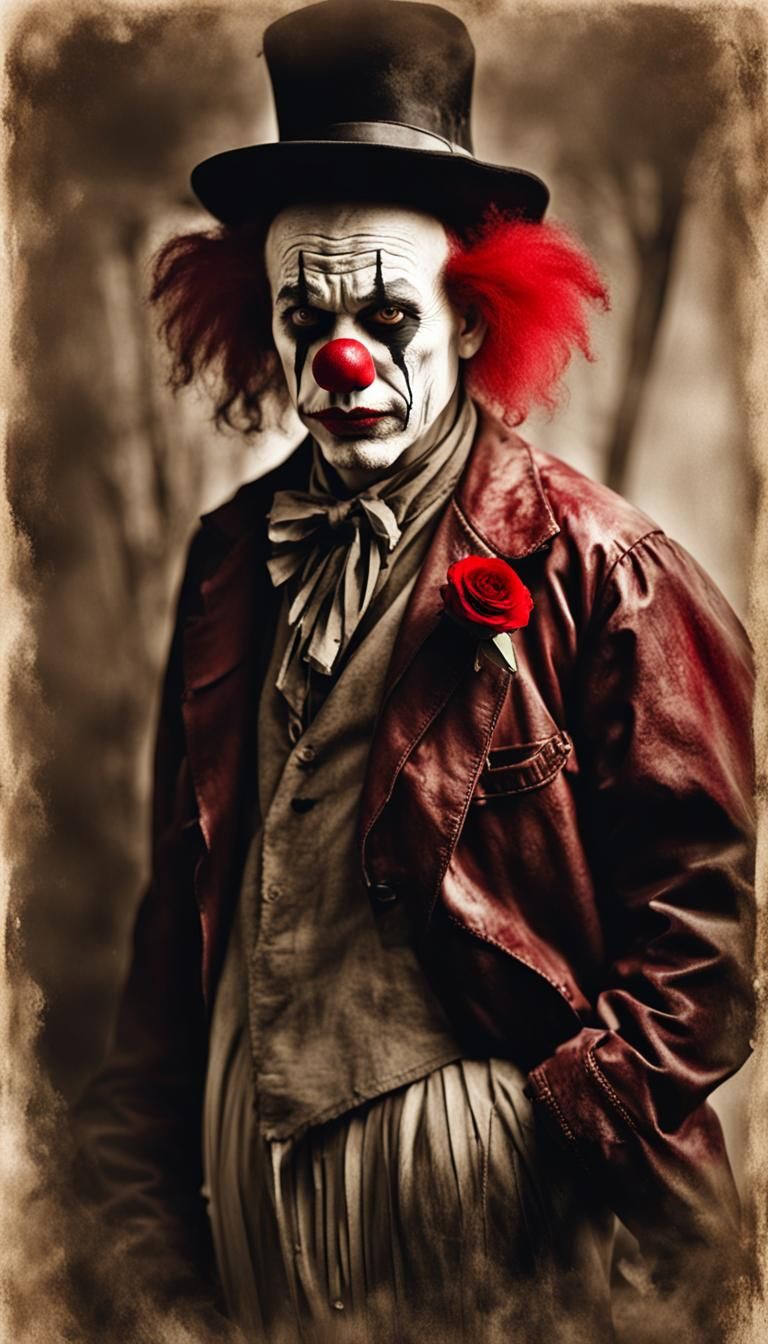 Sepia Portrait of a Sad Clown