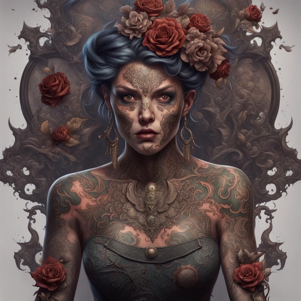 Fiendish Tattoo Artist in Detailed Matte Painting Style