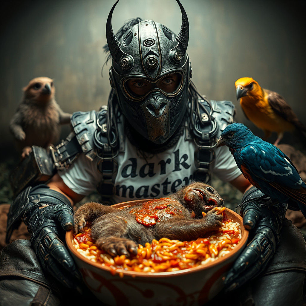 Hobo Lord with Kitten in Surreal Scene