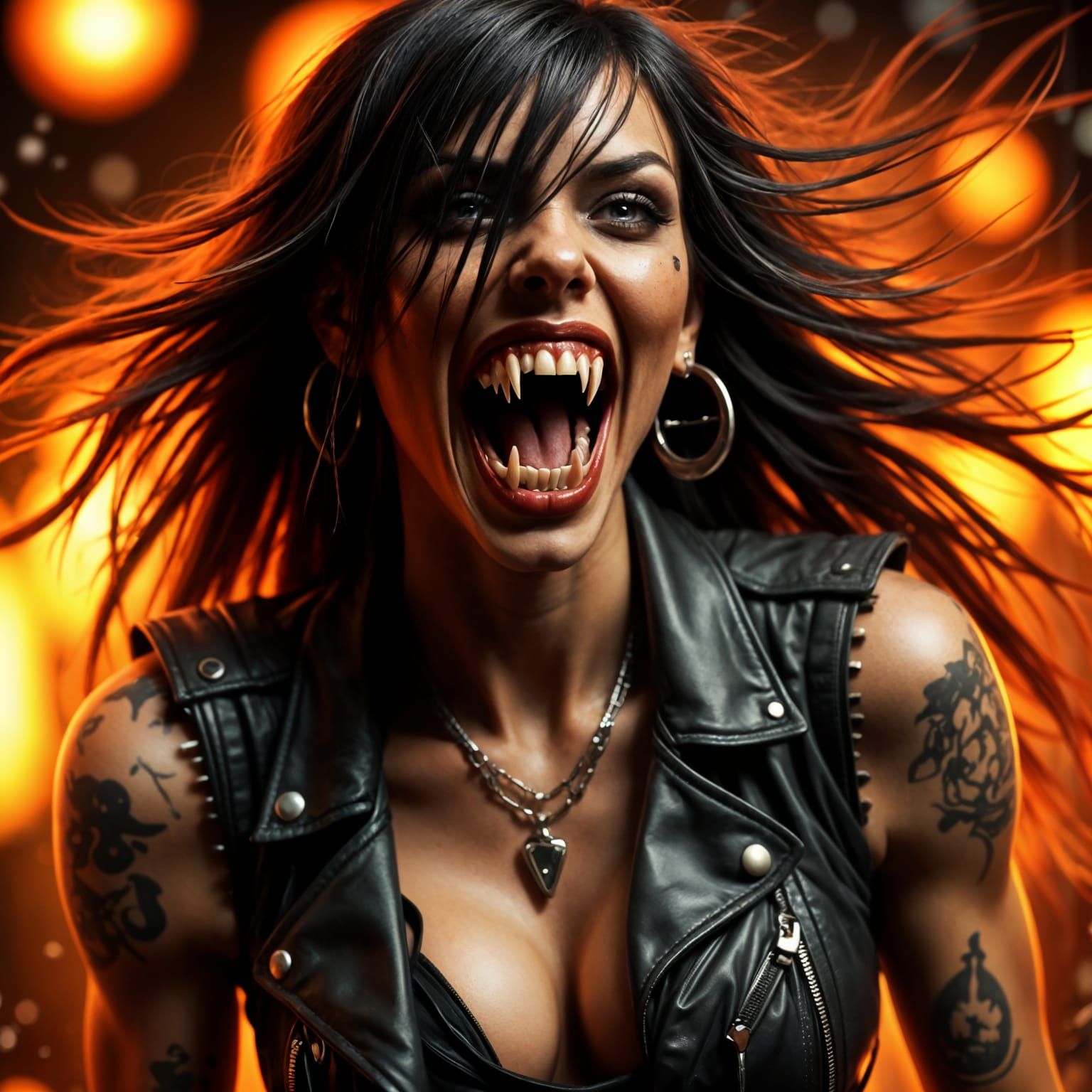 Gothic Punk Vampire in Cinematic Flames