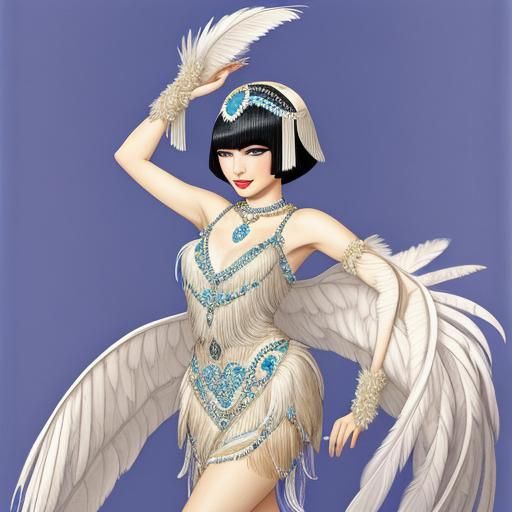 Feathered Flapper in Art Deco Style