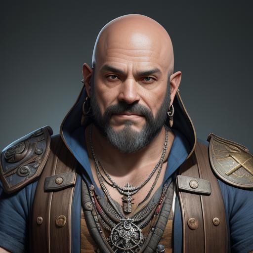 Dwarf Pirate Warlock Portrait in Hyperdetailed Style