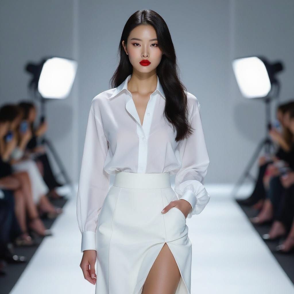 Korean Model on Runway: Cinematic Fashion Photo