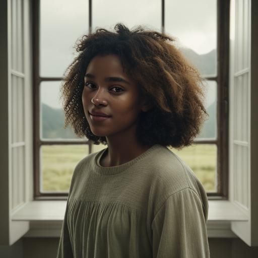 Confident Black Woman with Radiant Smile in Cinematic Lighti...