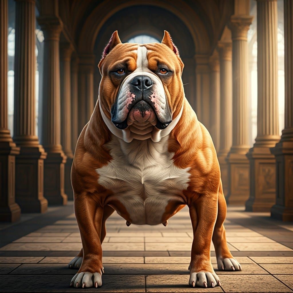 Majestic Bully Kutta Dog in Sunlight: Digital Art