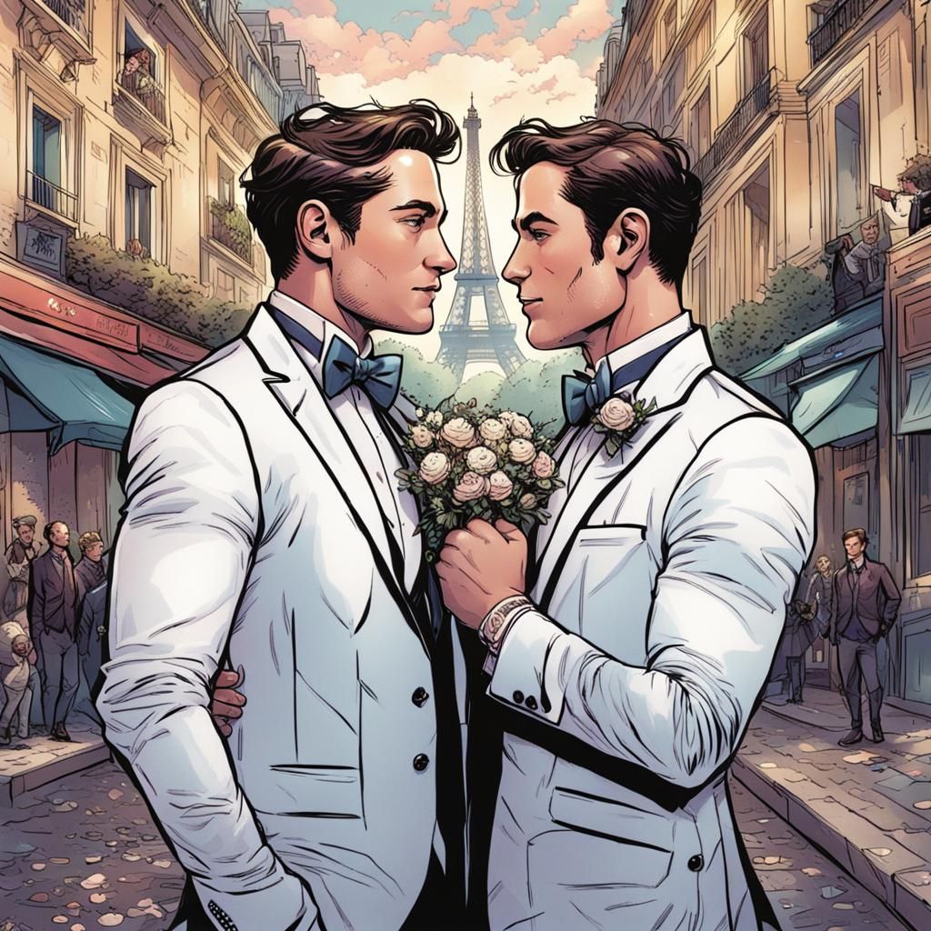 Gay Wedding in Paris: Comic Book Art