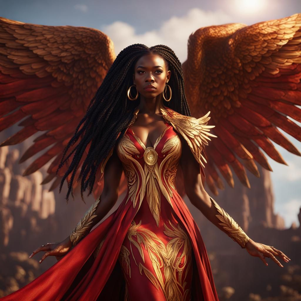 Black Woman as Phoenix in Fantasy Art