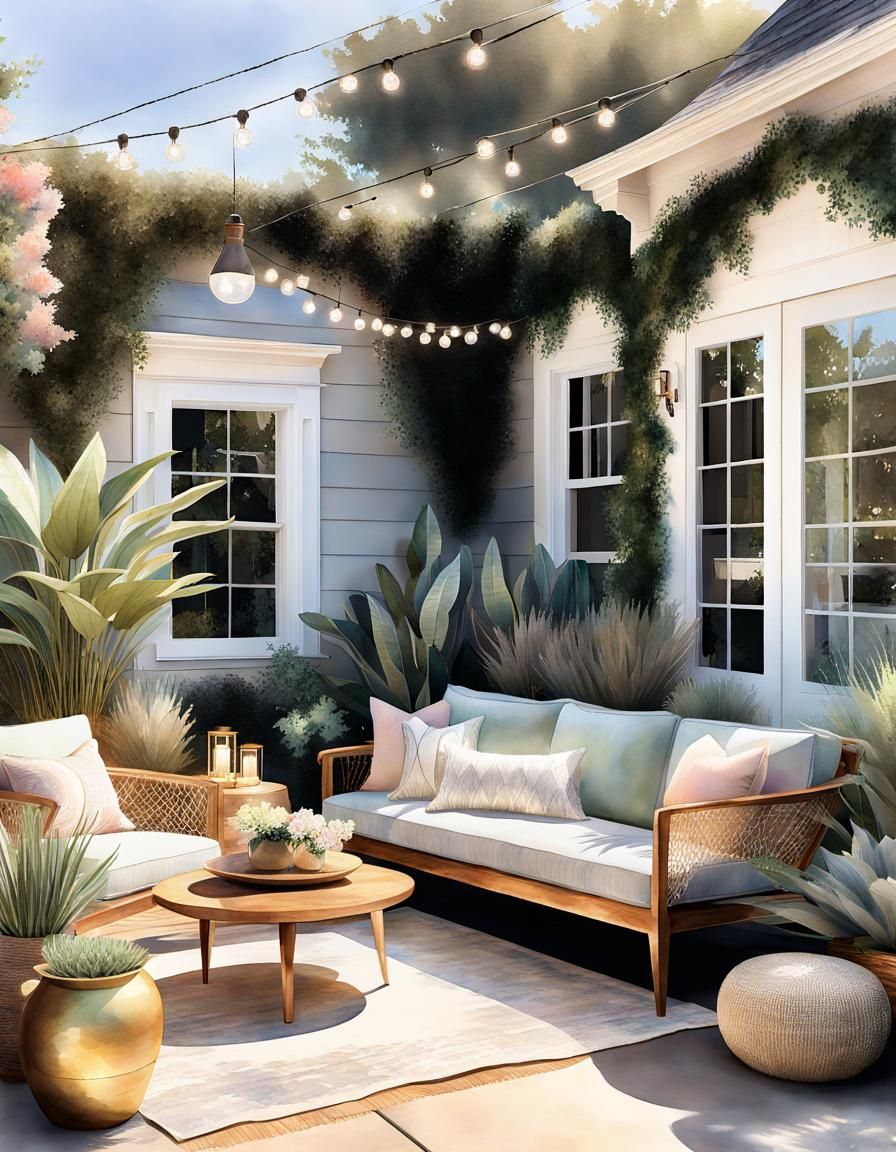 Boho Chic Farmhouse: Hyperdetailed Watercolor Illustration