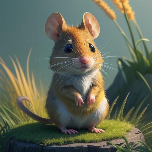 Vibrant Field Mouse in Miniature World